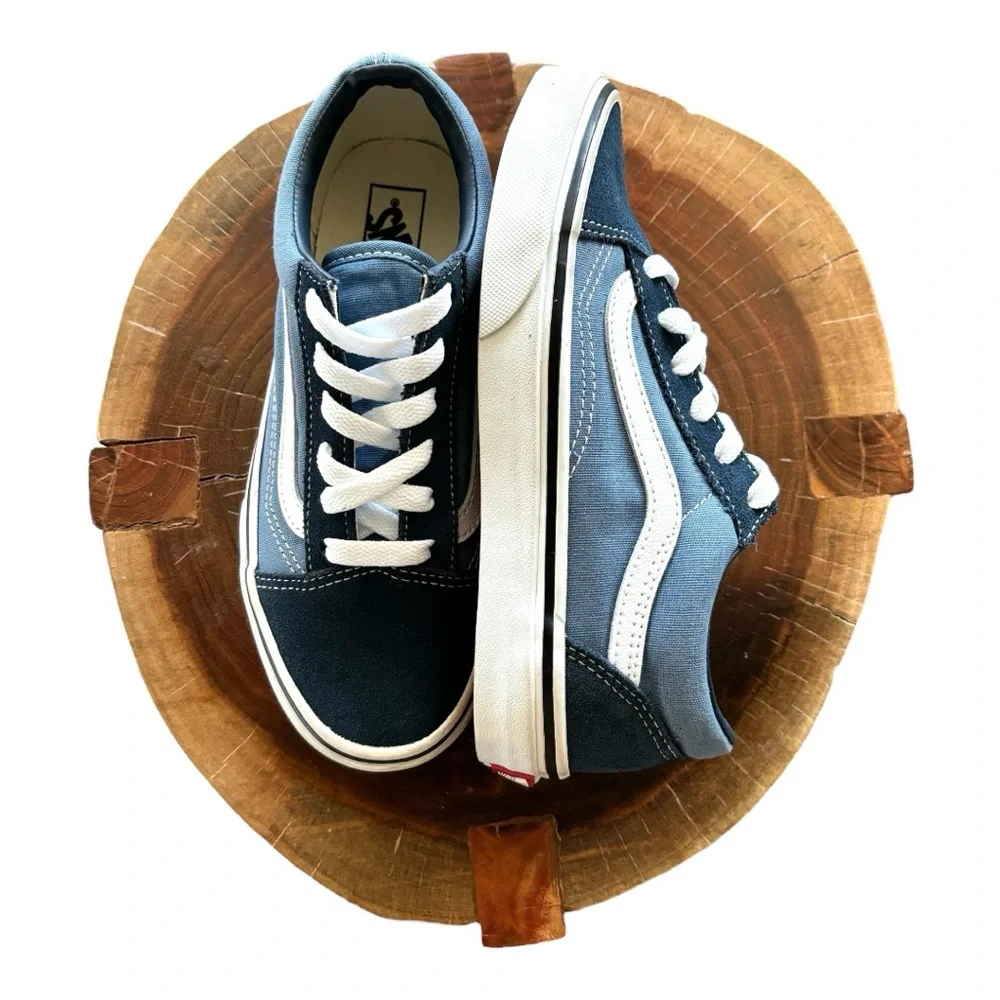 Vans Kids Sneakers Navy Blue and White Low Top